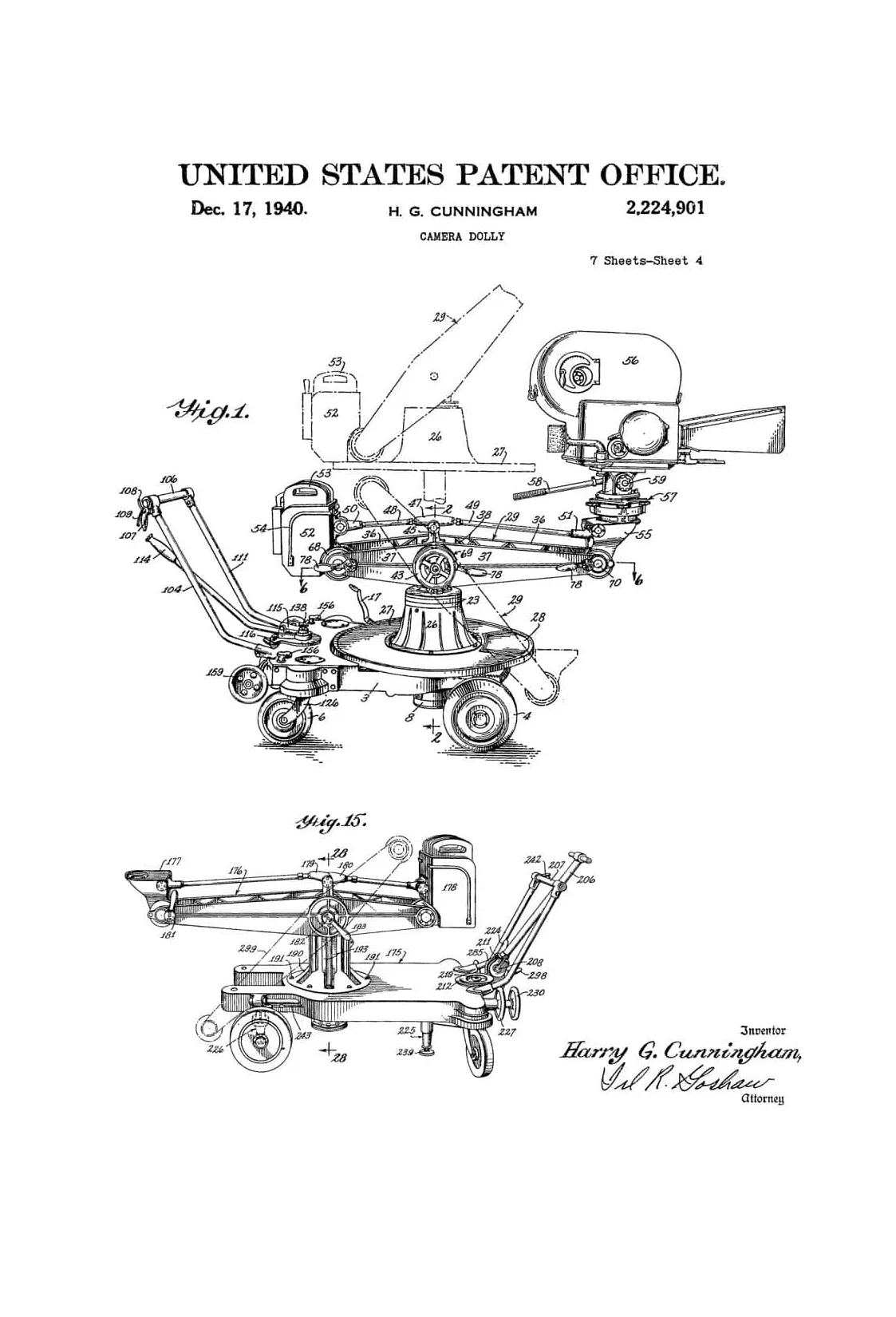 1940 Movie Camera Dolly Patent - Patent Print, Wall Decor, Movie Making Art, Camera Art, Old Camera, Camera Decor, Camera Patent