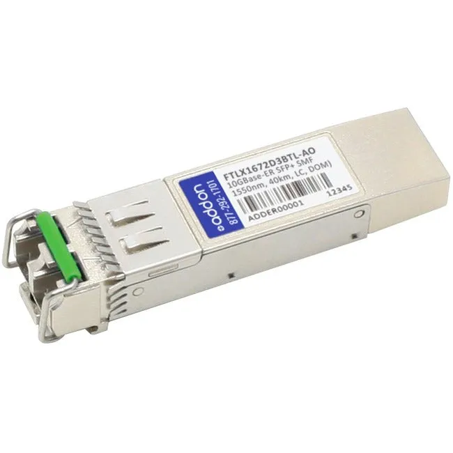 AddOn Finisar FTLX1672D3BTL Compatible TAA Compliant 10GBase-ER SFP  Transceiver (SMF, 1550nm, 40km, LC, DOM) FTLX1672D3BTL-AO