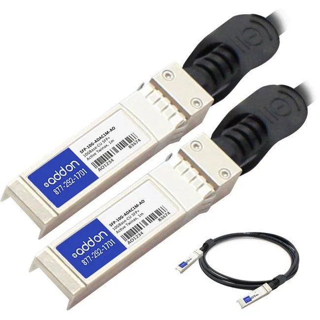 AddOn MSA and TAA Compliant 10GBase-CU SFP  to SFP  Direct Attach Cable (Active Twinax, 1m) SFP-10G-ADAC1M-AO