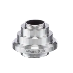 AmScope 0.55X Magnification Stainless Steel C-mount Camera Adapter for Leica Microscopes