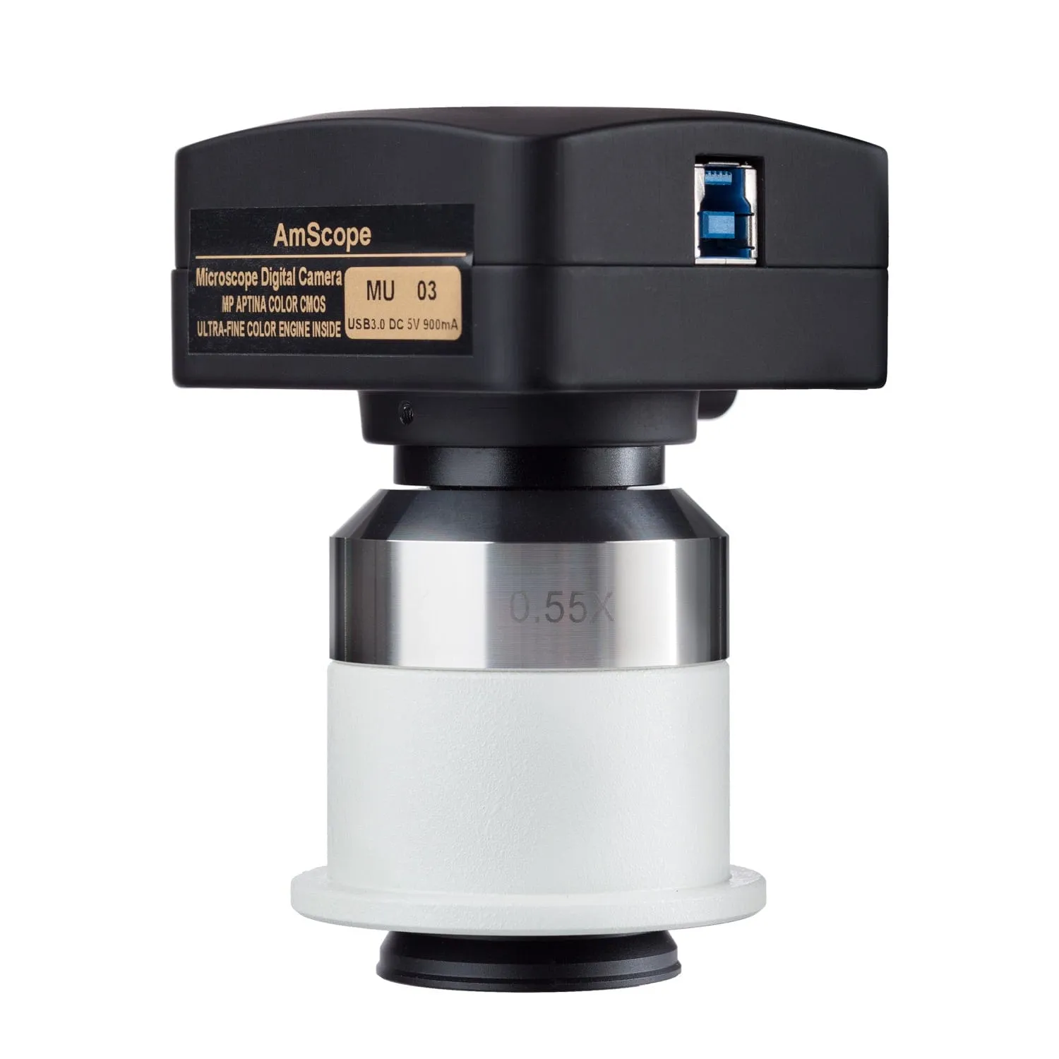 AmScope 0.55X Magnification Stainless Steel C-mount Camera Lens for Nikon Microscopes