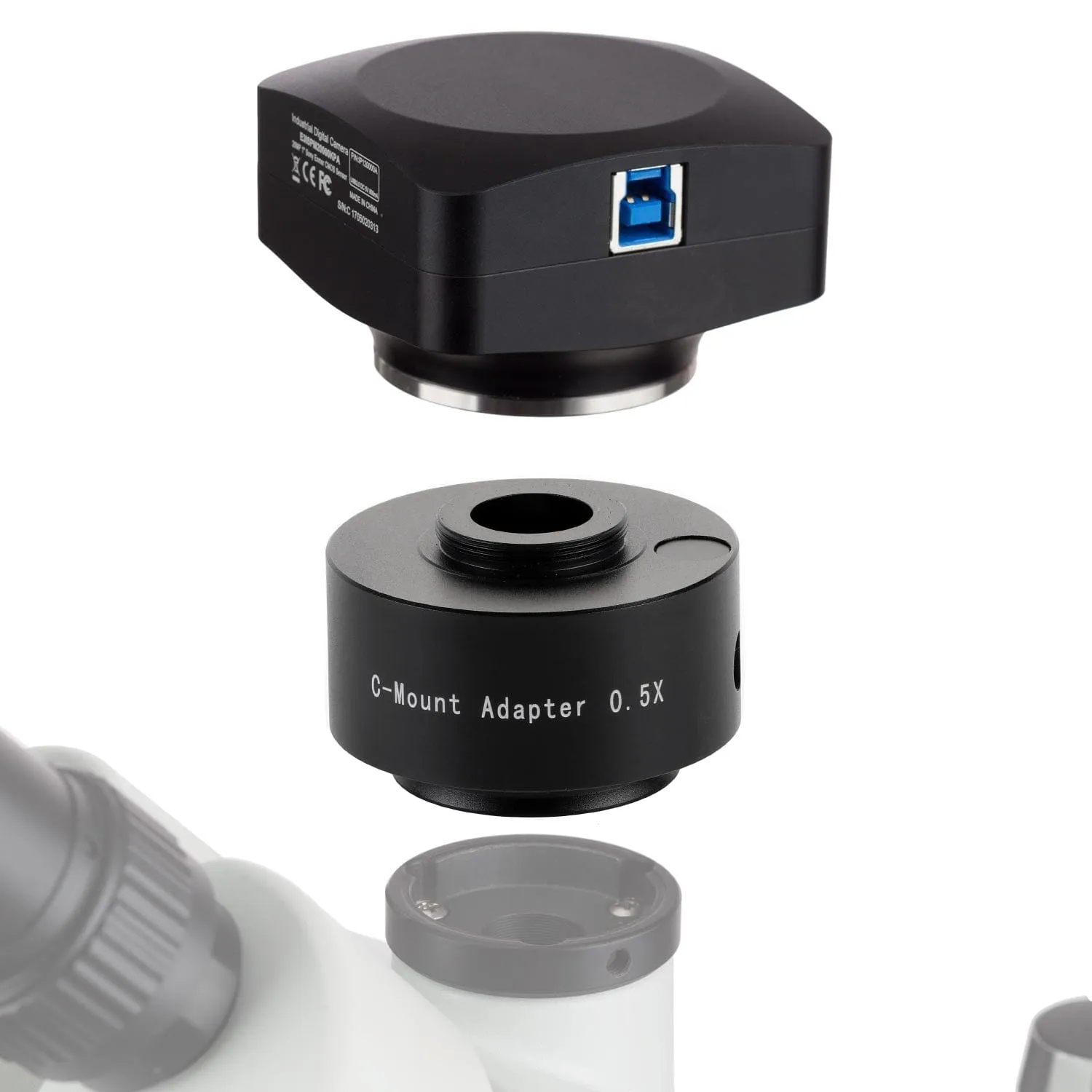 AmScope 0.5X Magnification C-mount Camera Adapter for Microscopes with CX Photo-port
