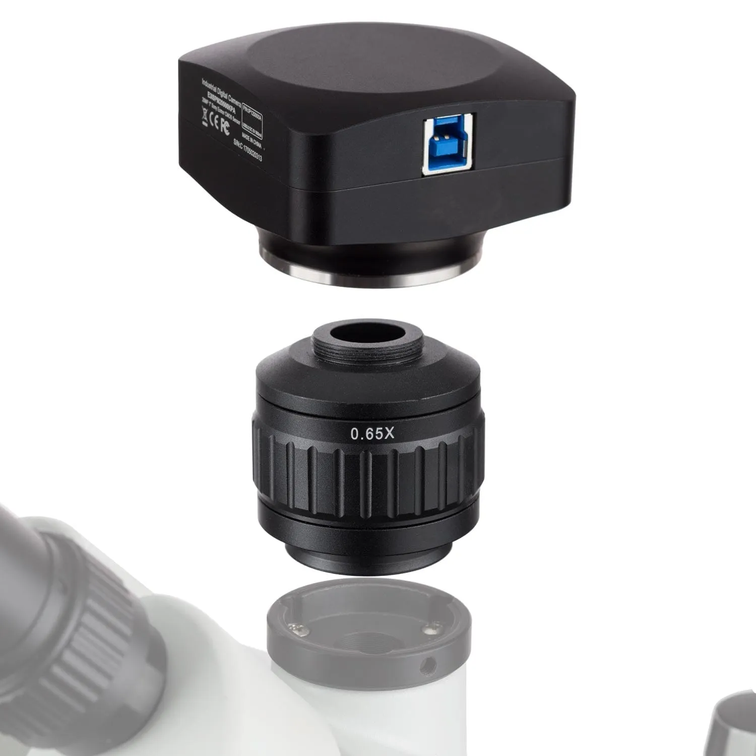 AmScope 0.65X Magnification C-mount Camera Adapter for Microscopes with CX Photo-port