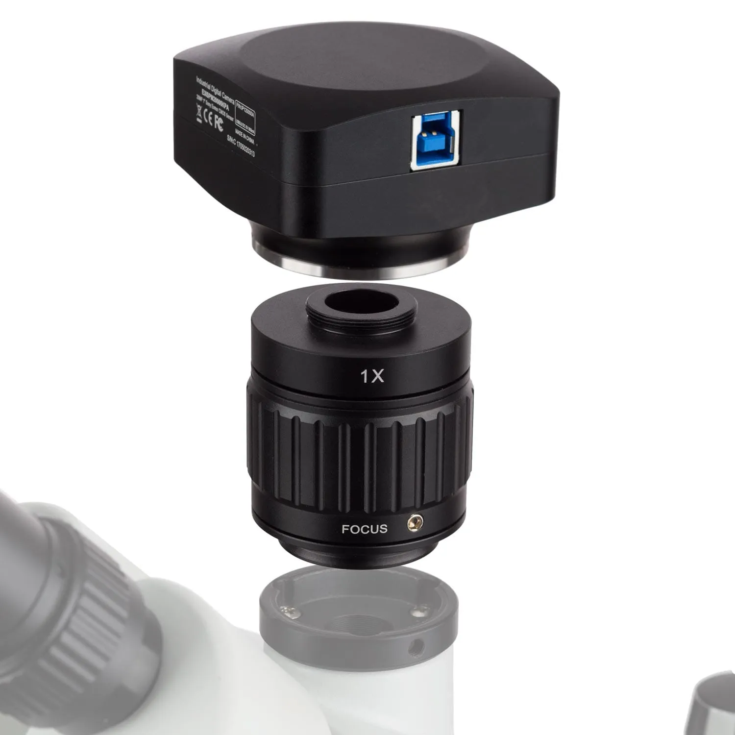 AmScope 1X Magnification C-mount Camera Adapter for Microscopes with CX Photo-port