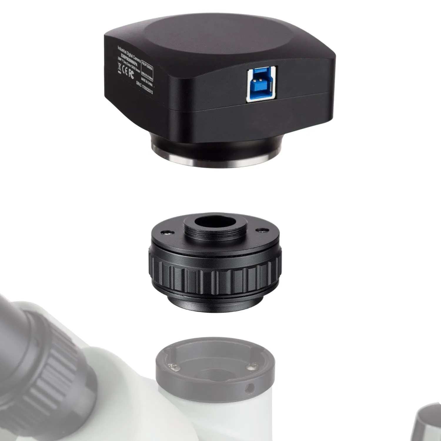 AmScope C-mount Camera Adapter Low-profile 0.35X Magnification for Microscopes with CX Photo-port