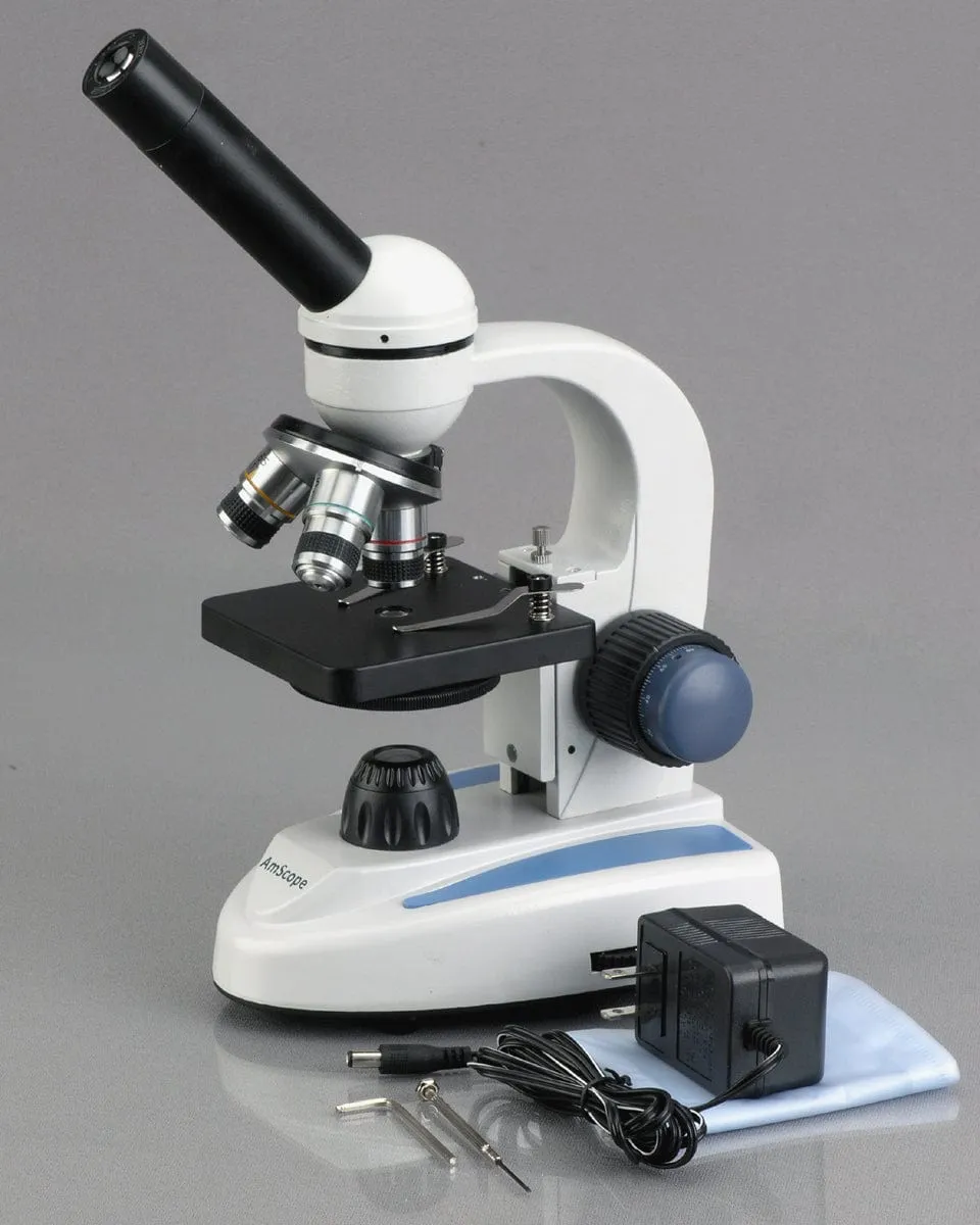 AmScope M158 Series Biology Science Student Compound Microscope 40X-1000X Magnification with USB Digital Camera and Slide Preparation Kit