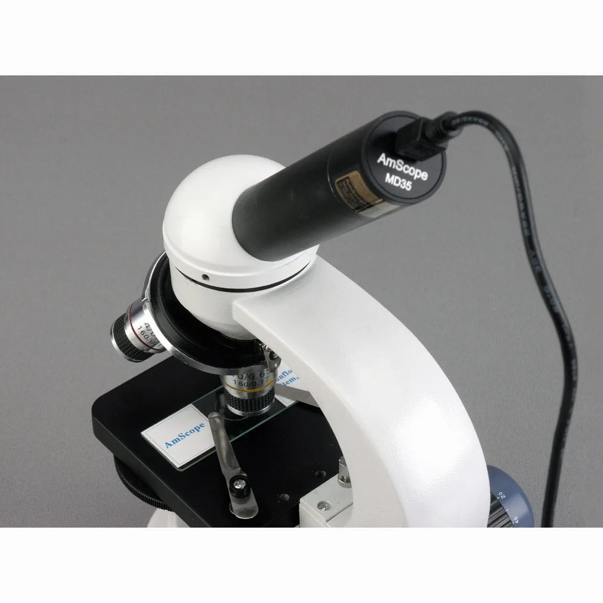 AmScope M158 Series Biology Science Student Compound Microscope 40X-1000X Magnification with USB Digital Camera and Slide Preparation Kit