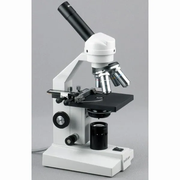 AmScope M500 Series Student Biological Monocular Compound Microscope 40X-2000X Magnification with USB Digital Camera