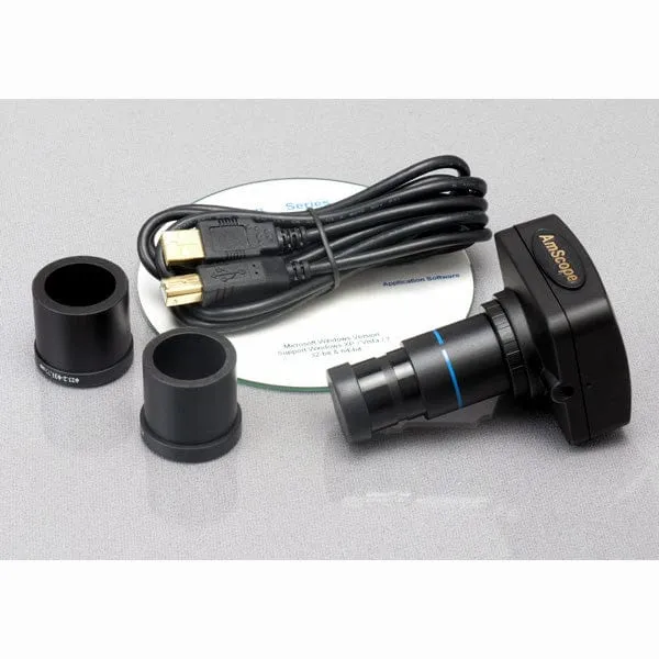 AmScope M500 Series Student Biological Monocular Compound Microscope 40X-2000X Magnification with USB Digital Camera