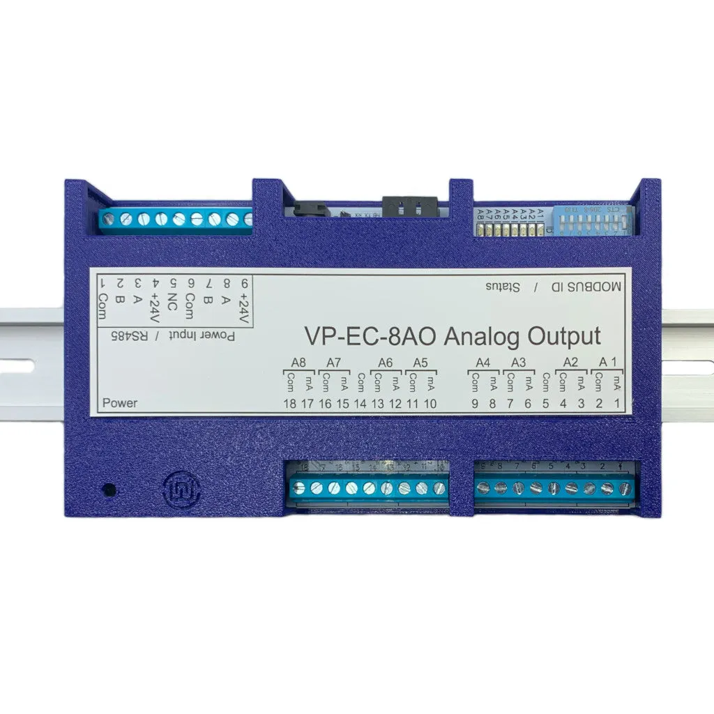 Analog Output I/O Module, 8 Channels 4-20mA, RS485, Modbus Interface
