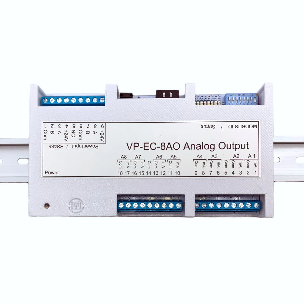 Analog Output I/O Module, 8 Channels 4-20mA, RS485, Modbus Interface