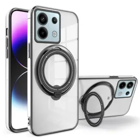 Anlalish Compatible with Redmi Note 13 4G Case Clear, Phone Cases Xiaomi Redmi Note 13 4G Silicone Cover with Kickstand Cute Funda Accessories Shockproof Protective for Women/Men (Black)