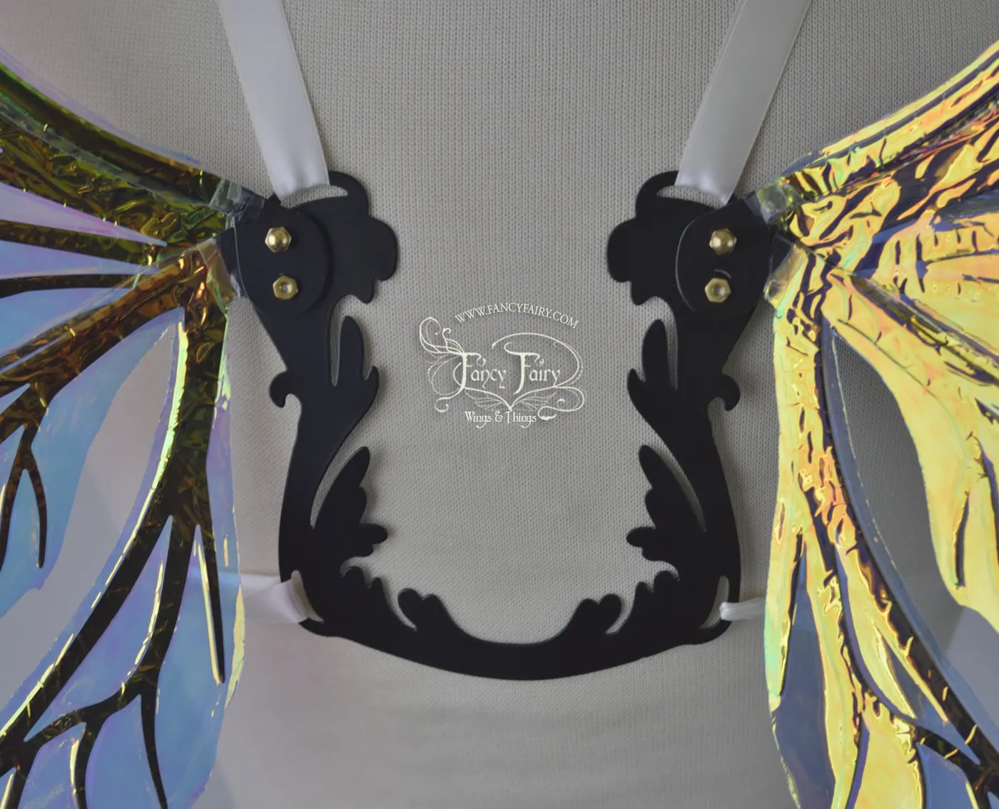 Aynia "Electric Rainbow" Painted Convertible Iridescent Fairy Wings with Black Veins