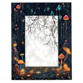Bardic 4x6Picture Frames, Psychedelic Mushrooms Wooden Photo Frame Fits 3x5 with Mat or 4x6 Without Mat Photo Frames for Wall Mounting or Tabletop Display for Home Gallery Decor