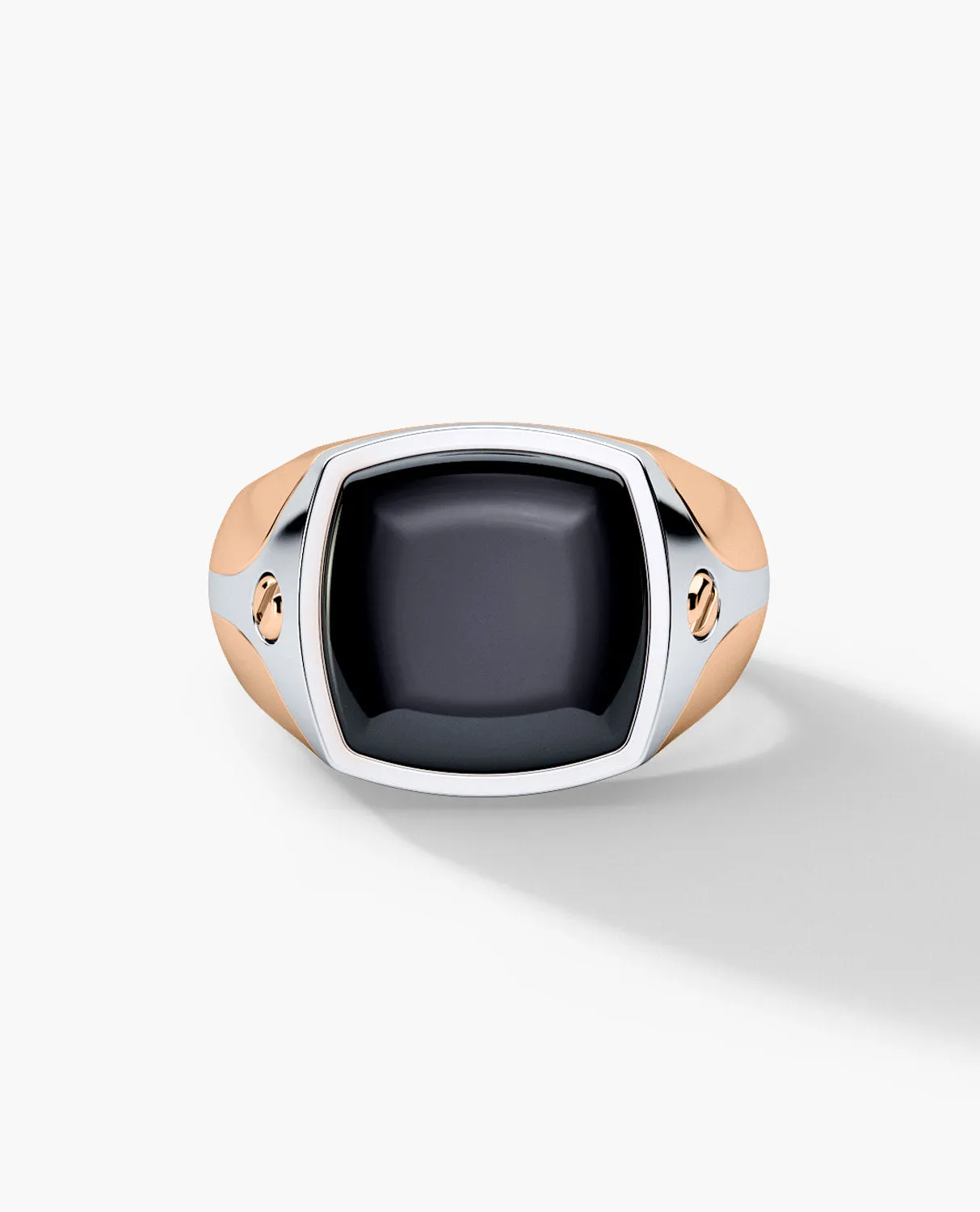 BETZ Two-Tone Gold Signet Ring with Black Onyx - Version 1