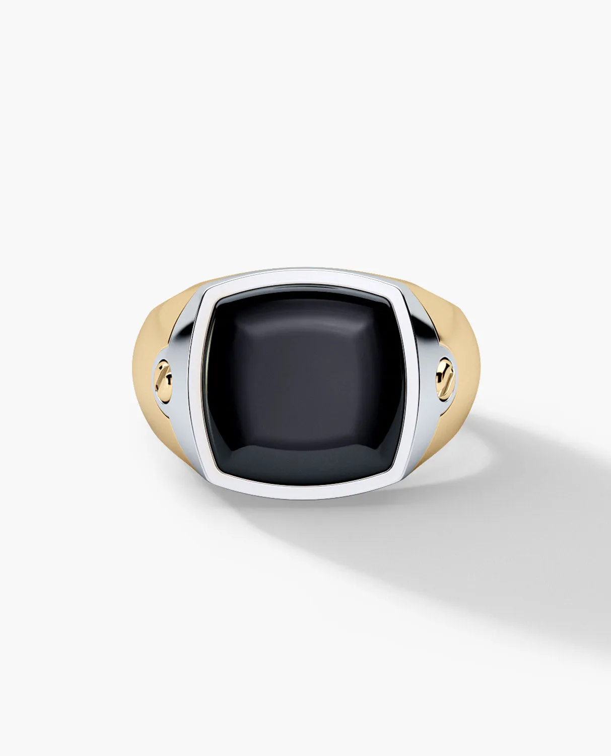 BETZ Two-Tone Gold Signet Ring with Black Onyx - Version 2