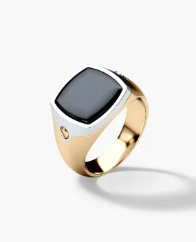 BETZ Two-Tone Gold Signet Ring with Black Onyx - Version 2