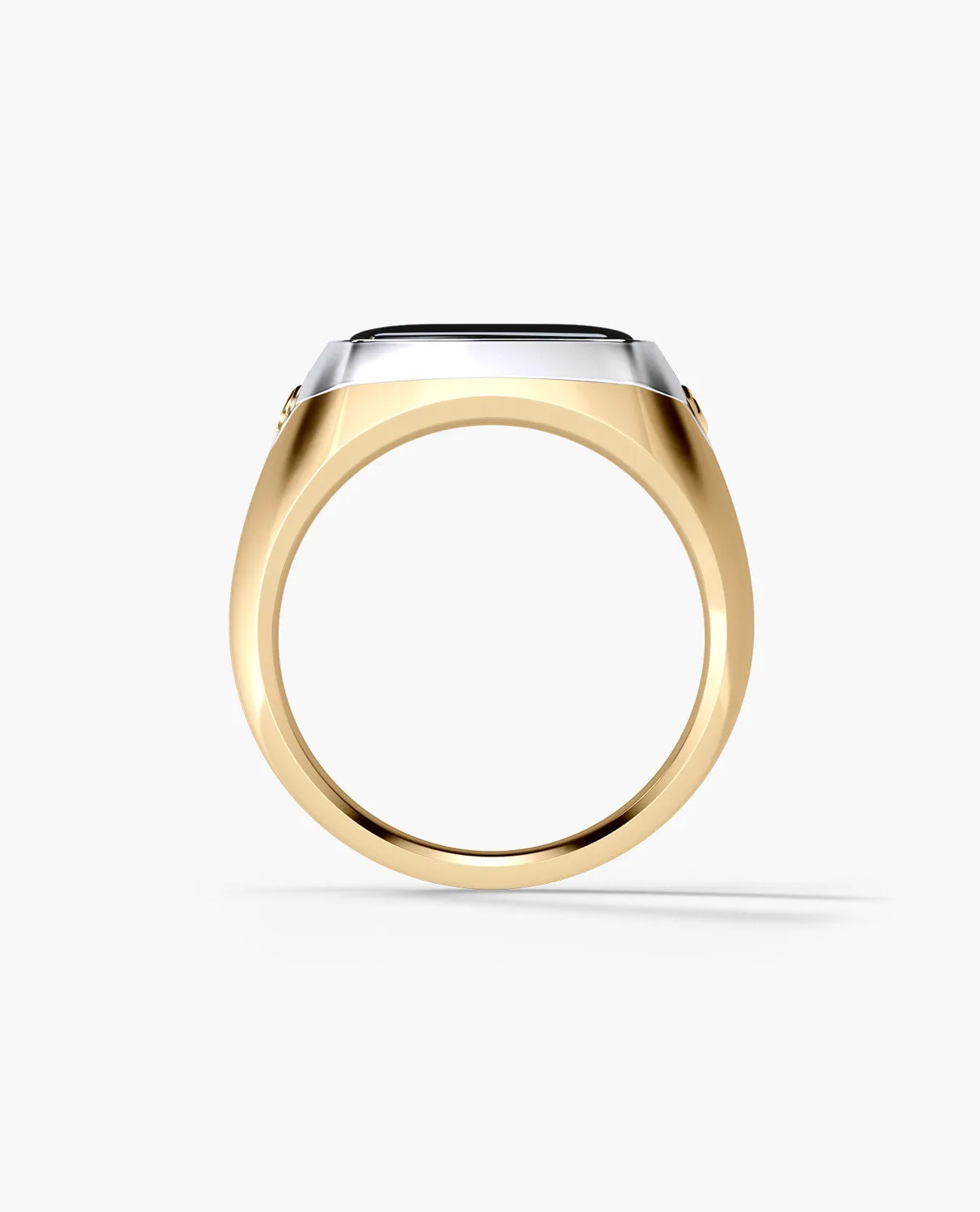 BETZ Two-Tone Gold Signet Ring with Black Onyx - Version 2