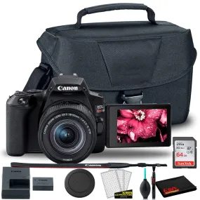Canon EOS Rebel 250D/SL3 DSLR Camera with 18-55mm Lens (Black)   Canon EOS Bag   Sandisk Ultra 64GB Card   Cleaning Set and More
