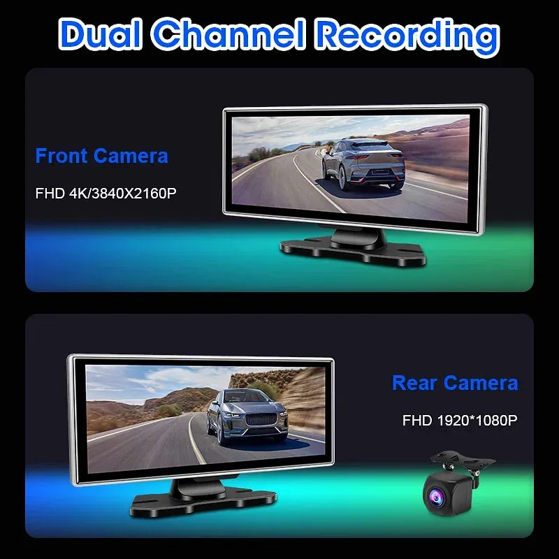 Color Name: GRAY, Sd Card Memory: 64G - 11.26" 4K Dash Cam Rear