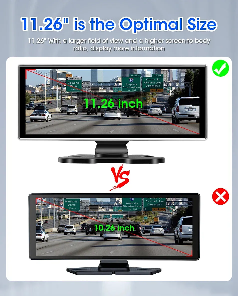 Color Name: GRAY, Sd Card Memory: 64G - 11.26" 4K Dash Cam Rear