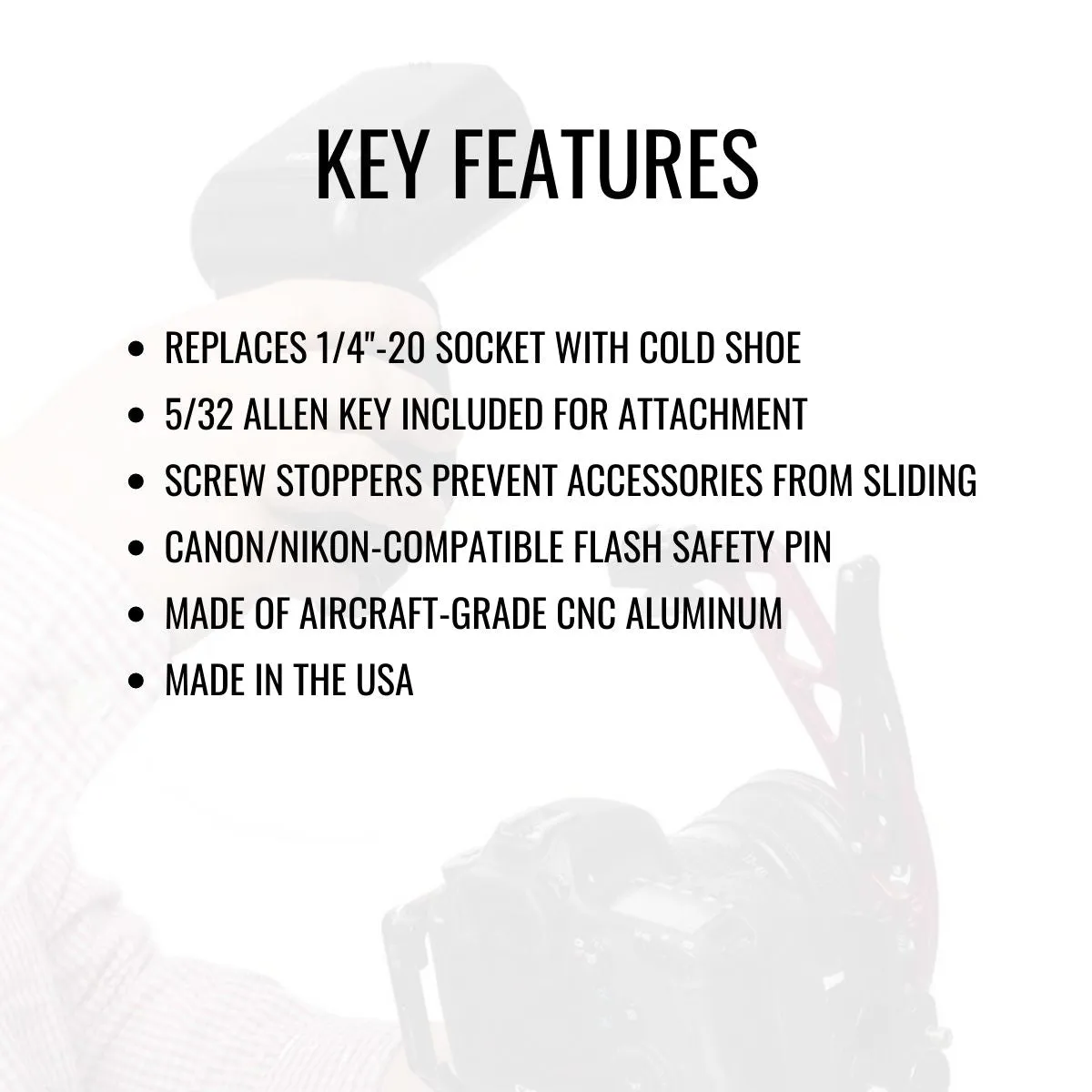 CS2 Aluminum Cold Shoe Adapter for Camera Accessories