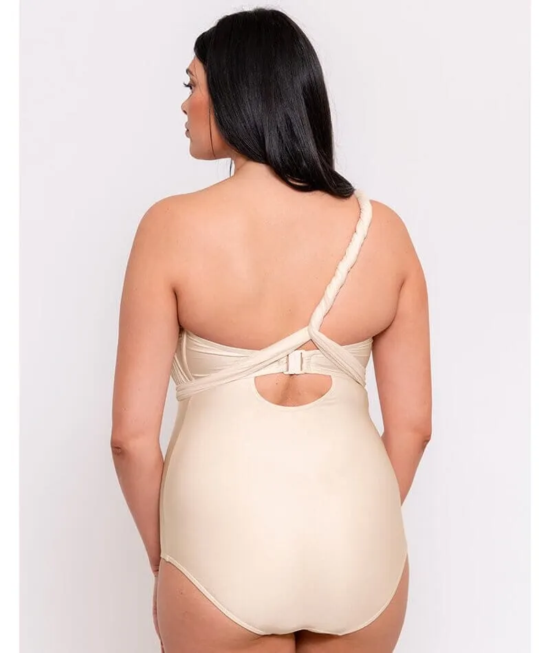 Curvy Kate Wrapsody Bandeau Swimsuit - Oyster