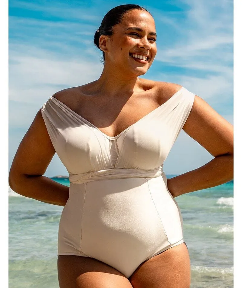 Curvy Kate Wrapsody Bandeau Swimsuit - Oyster