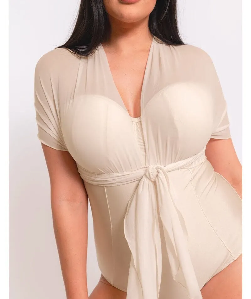 Curvy Kate Wrapsody Bandeau Swimsuit - Oyster