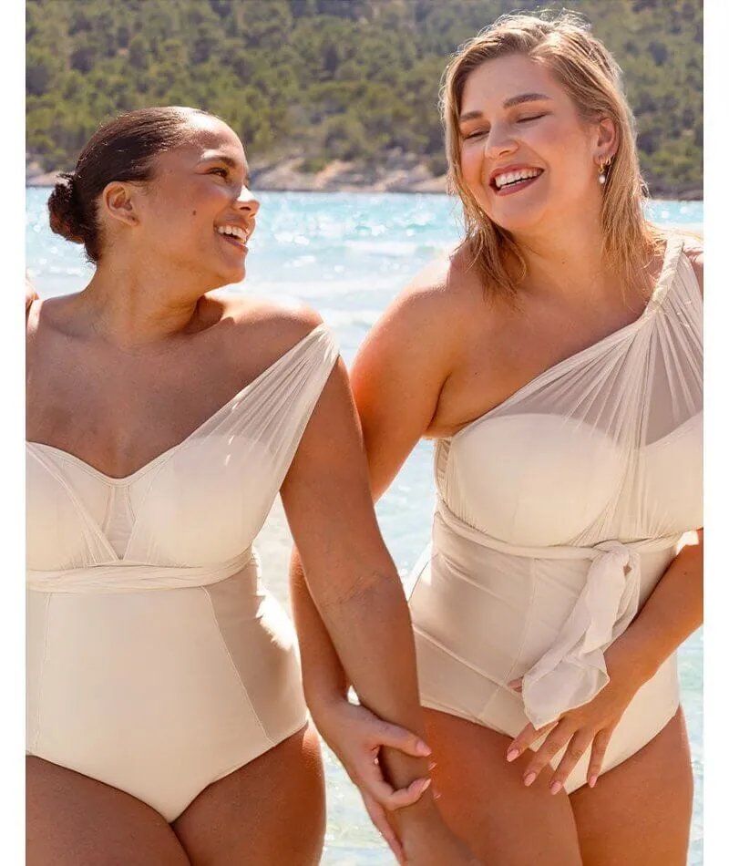 Curvy Kate Wrapsody Bandeau Swimsuit - Oyster