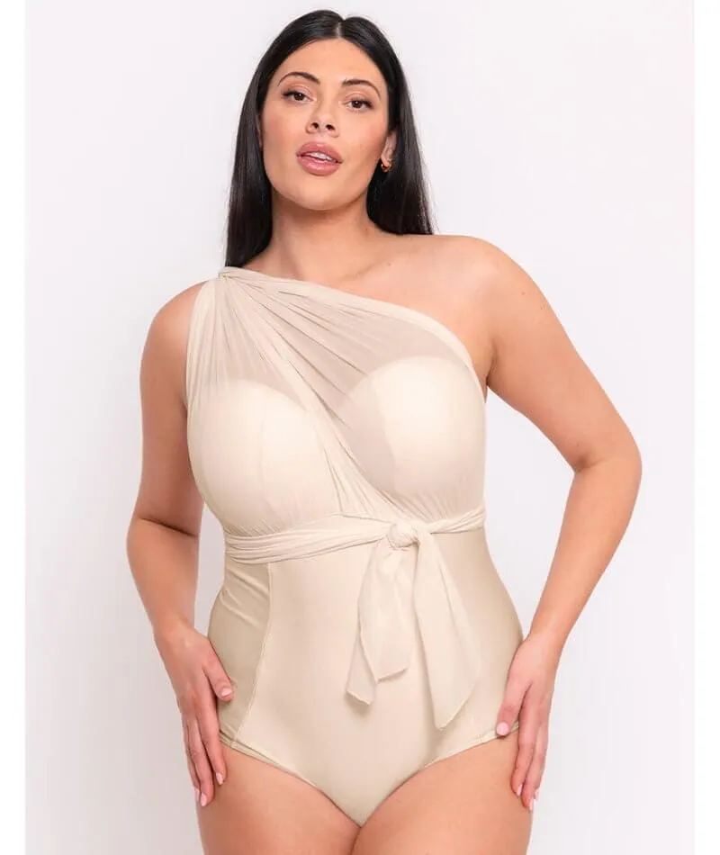 Curvy Kate Wrapsody Bandeau Swimsuit - Oyster