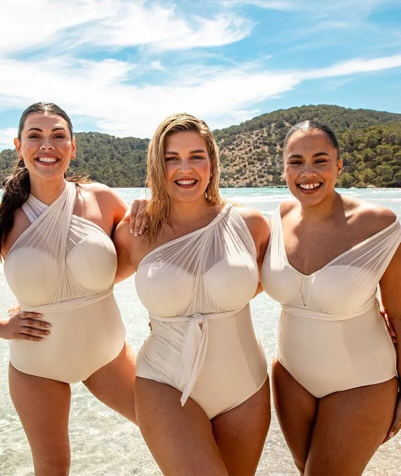 Curvy Kate Wrapsody Bandeau Swimsuit - Oyster