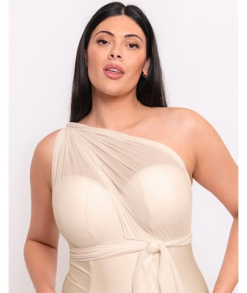 Curvy Kate Wrapsody Bandeau Swimsuit - Oyster
