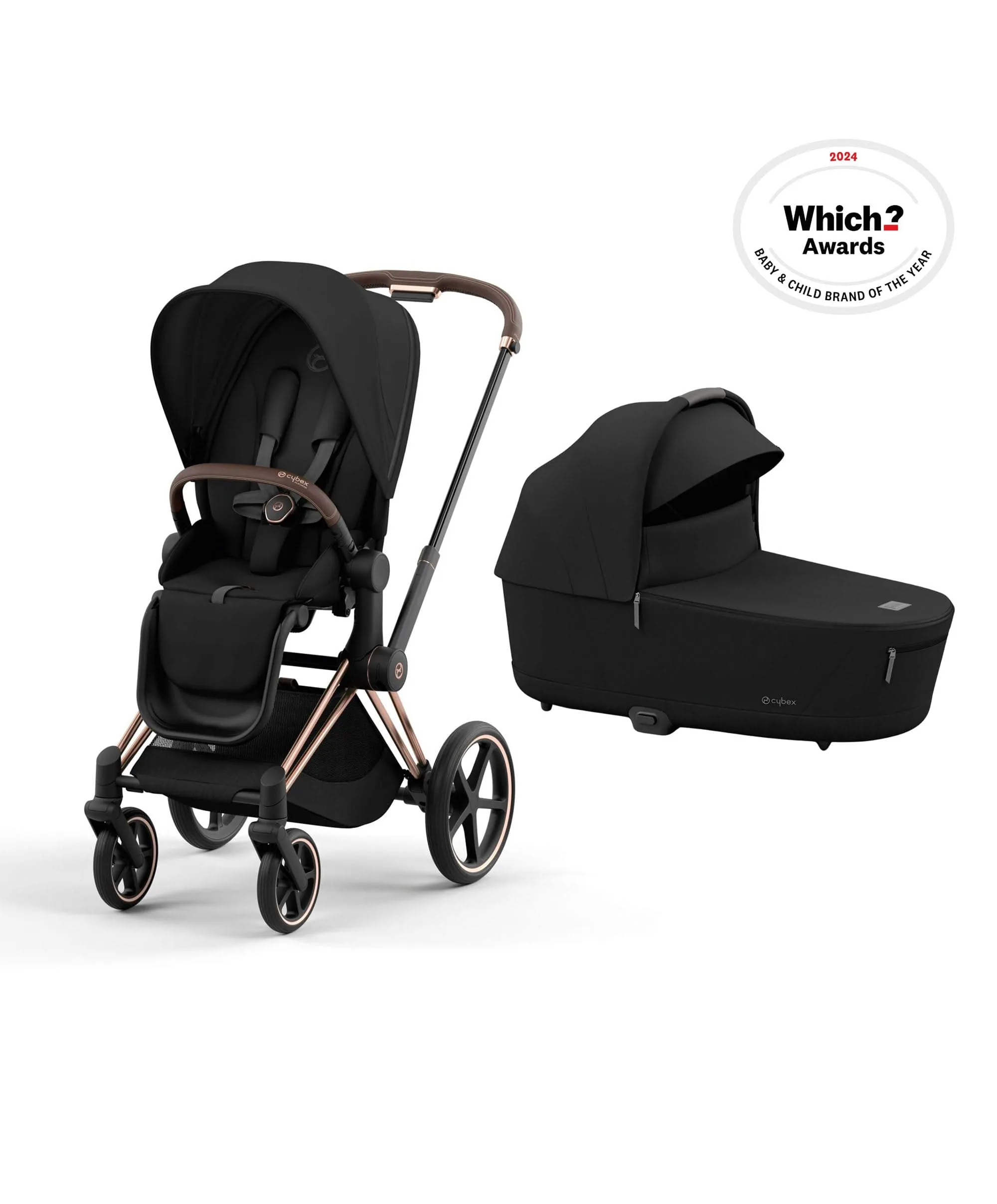 Cybex Priam Pushchair Bundle (3 Pieces) - Rose Gold/Sepia Black