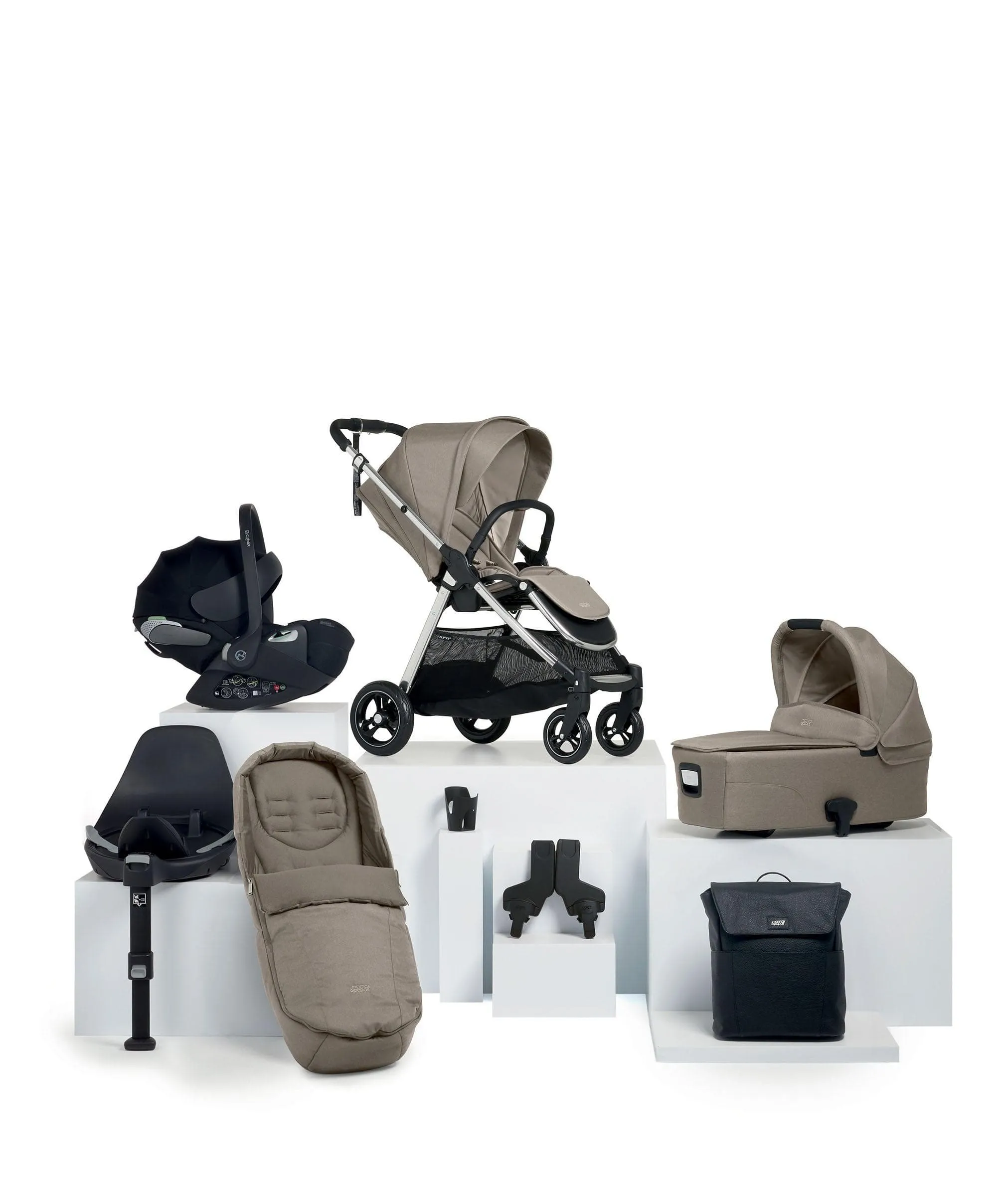 Flip XT³ Pushchair Bundle with Cybex Cloud T i-Size Baby Car Seat (8 Pieces) - Fawn