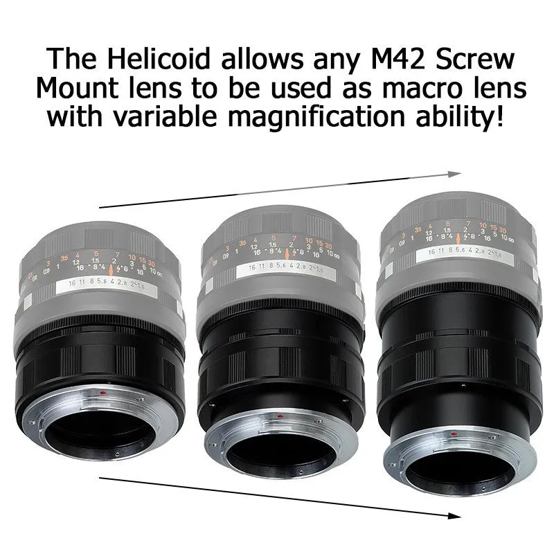 Fotodiox Lens Mount Macro Adapter - M42 Screw Mount SLR Lens to Micro Four Thirds (MFT, M4/3) Mount Mirrorless Camera Body for Variable Close Focus