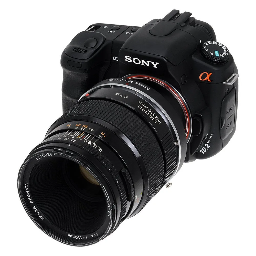 Fotodiox Pro Lens Mount Adapter - Bronica SQ Mount Lens to Sony Alpha A-Mount (and Minolta AF) Mount SLR Camera Body