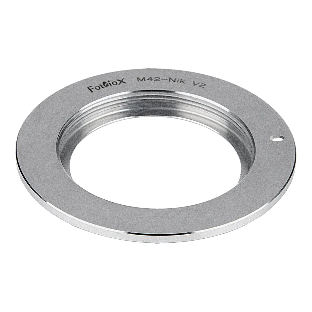 Fotodiox Pro Lens Mount Adapter - M42 Type 2 Screw Mount SLR Lens to Nikon F Mount SLR Camera Body, with Aperture Flange