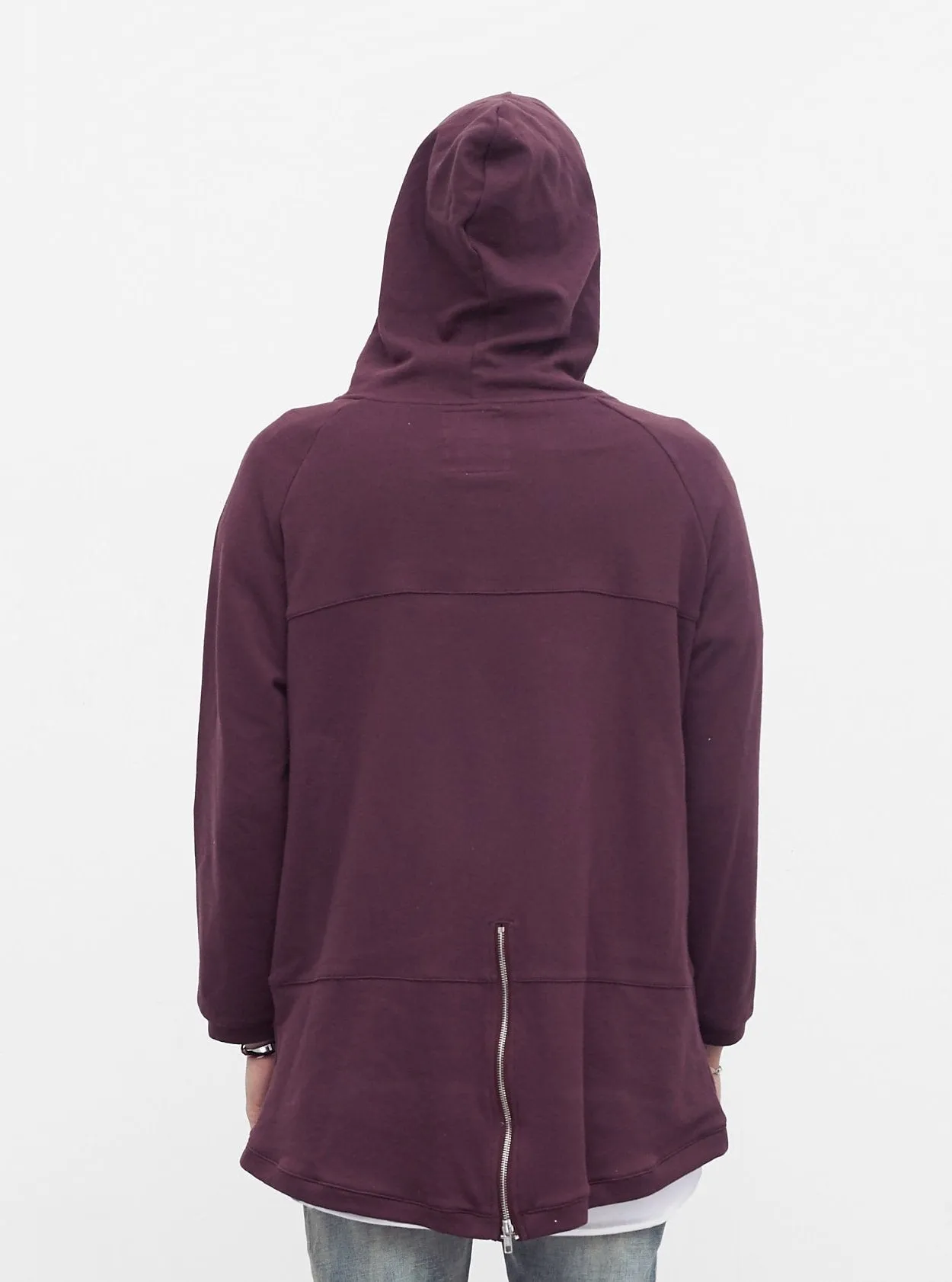 French Terry Anorak Pullover in Dark Oxblood