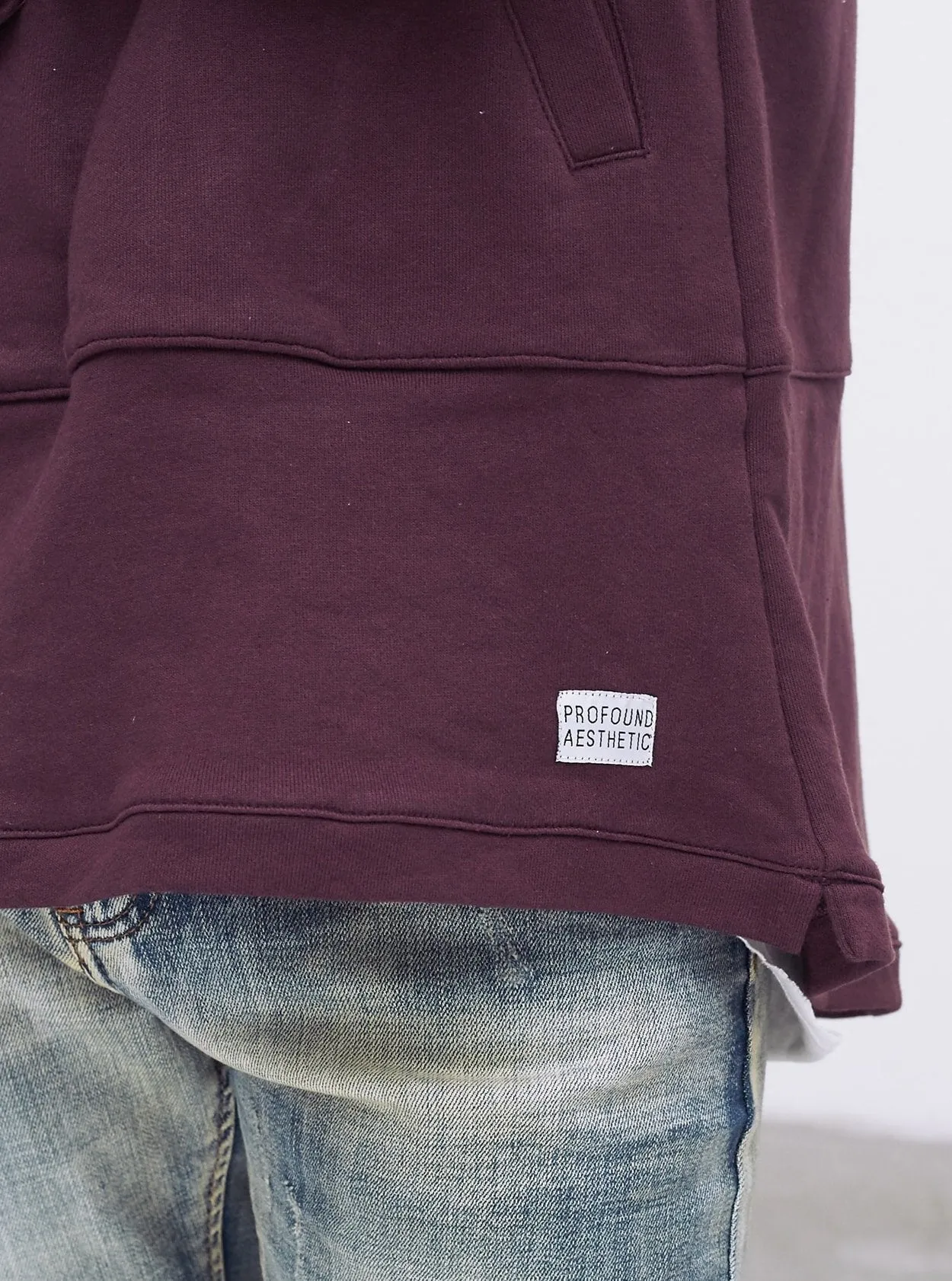 French Terry Anorak Pullover in Dark Oxblood