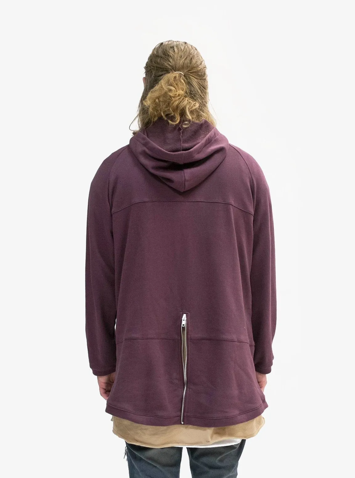 French Terry Anorak Pullover in Dark Oxblood