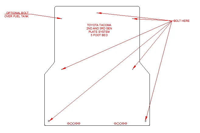 Goose Gear Tacoma System Base Plate for Total Chaos Bed Stiffeners