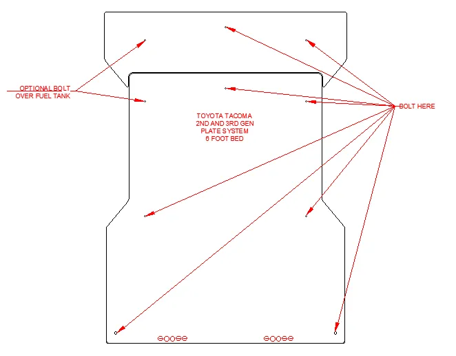 Goose Gear Tacoma System Base Plate for Total Chaos Bed Stiffeners