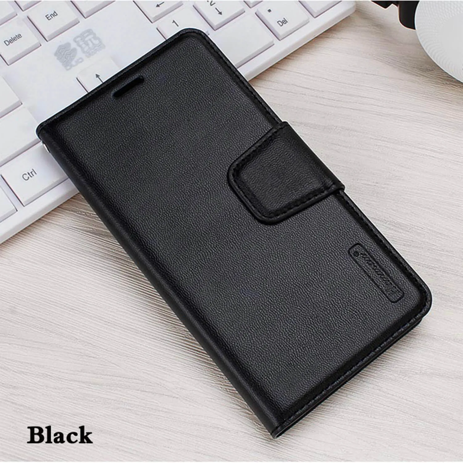 Hanman Samsung Galaxy A12 Leather Case Wallet Black