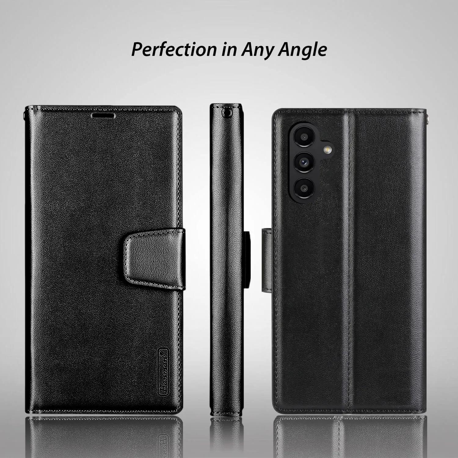 Hanman Samsung Galaxy A13 5G Leather Case Wallet Black