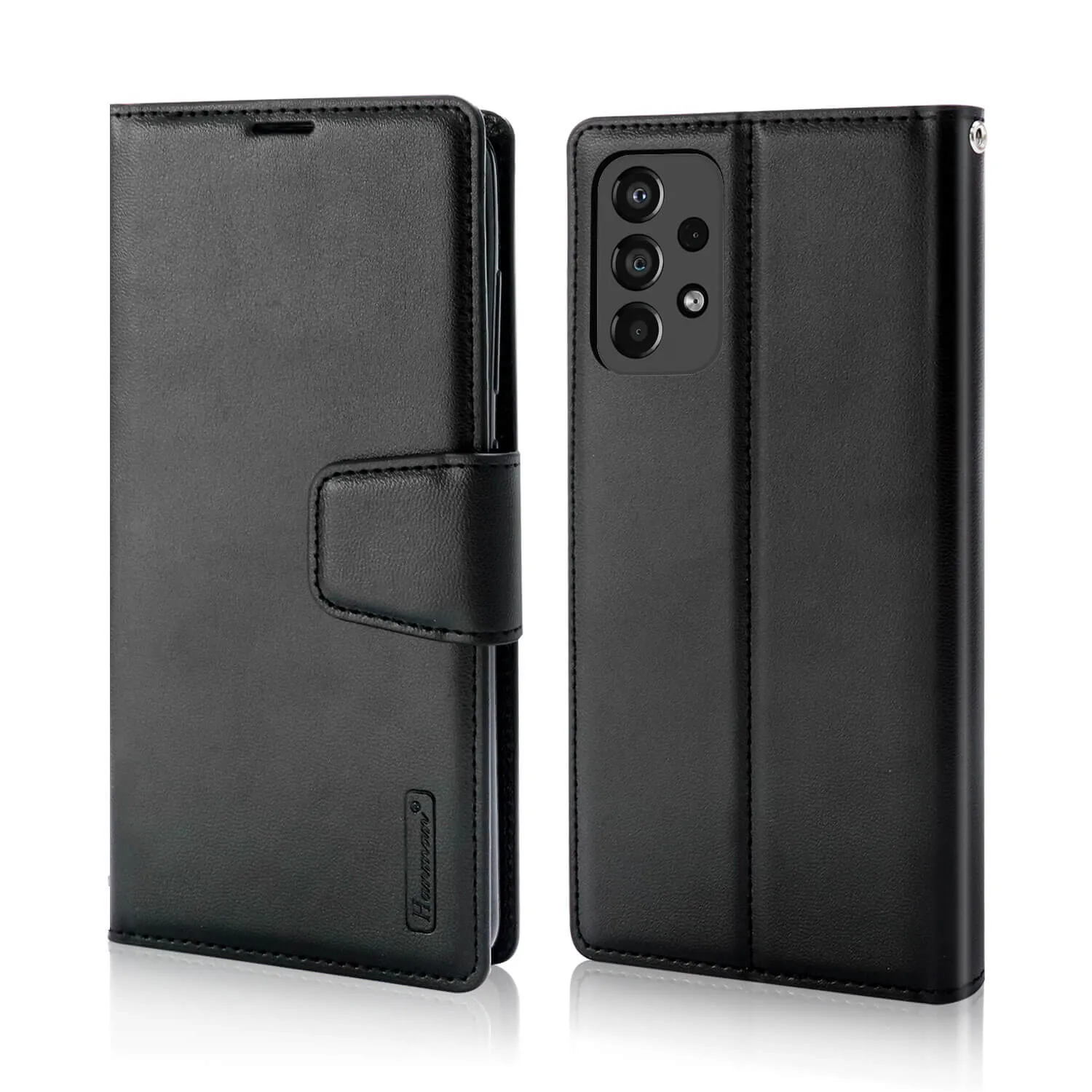 Hanman Samsung Galaxy A23 4G Leather Case Wallet Black