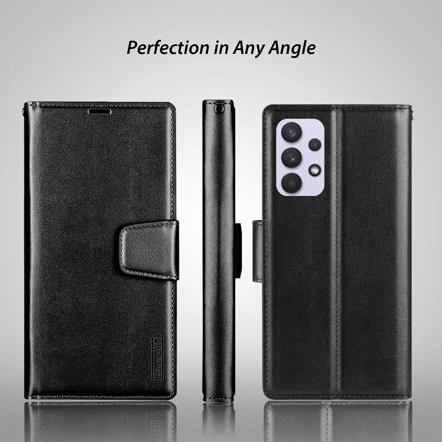 Hanman Samsung Galaxy A33 5G Leather Case Wallet Black