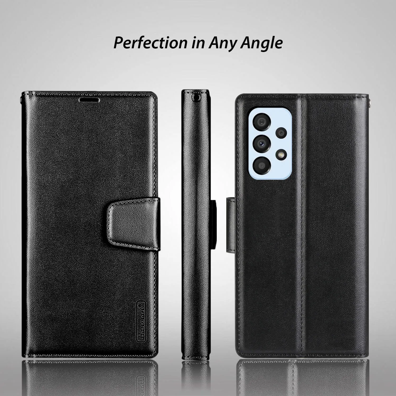 Hanman Samsung Galaxy A53 5G Leather Case Wallet Black