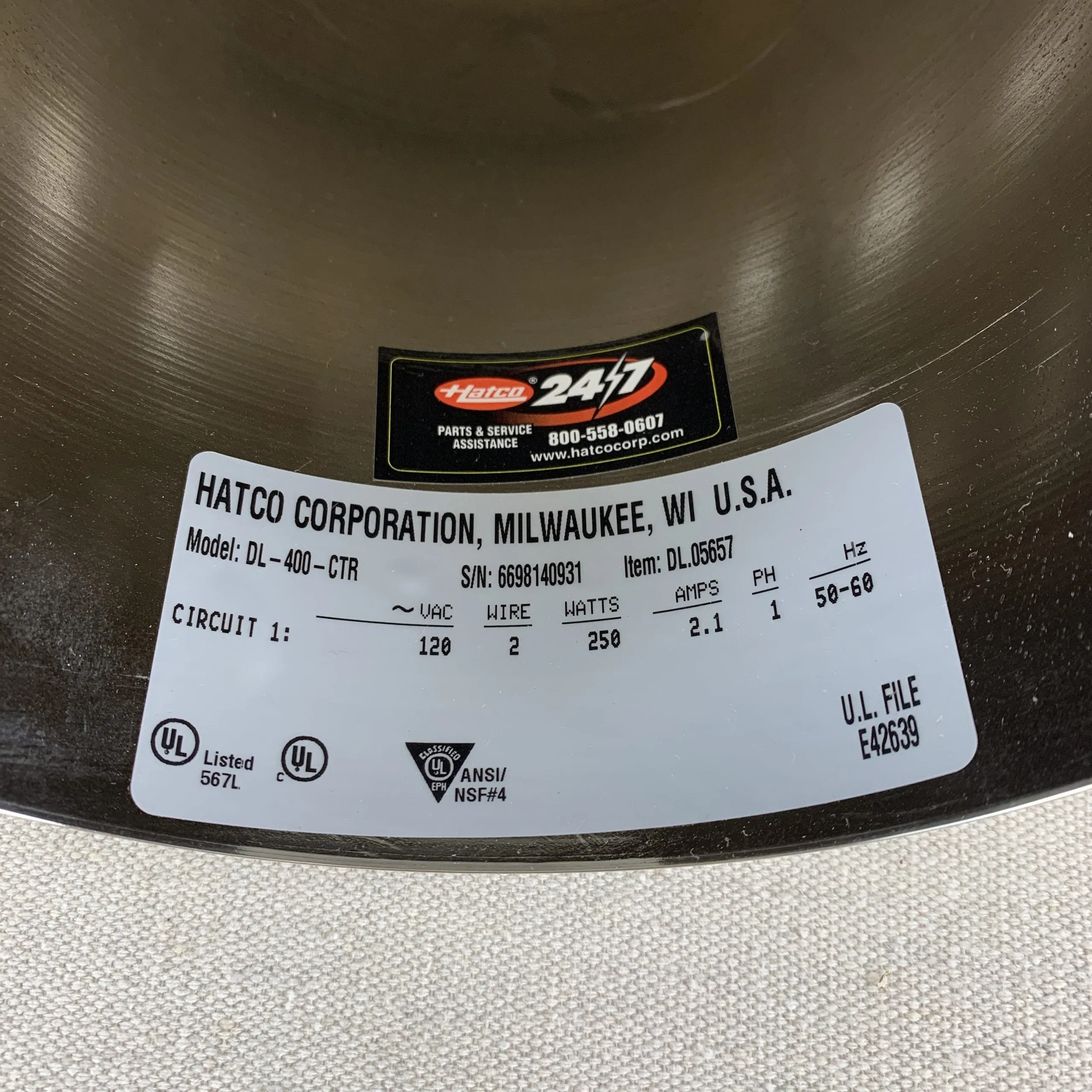 Hatco Heat Lamp, Nickel, New