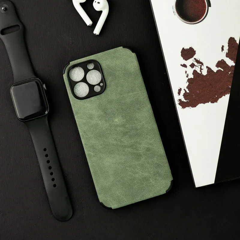 Hunter Green Suede Finish Luxury iPhone Case